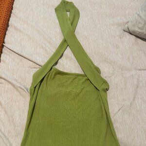 Green Halter Criss Cross Top